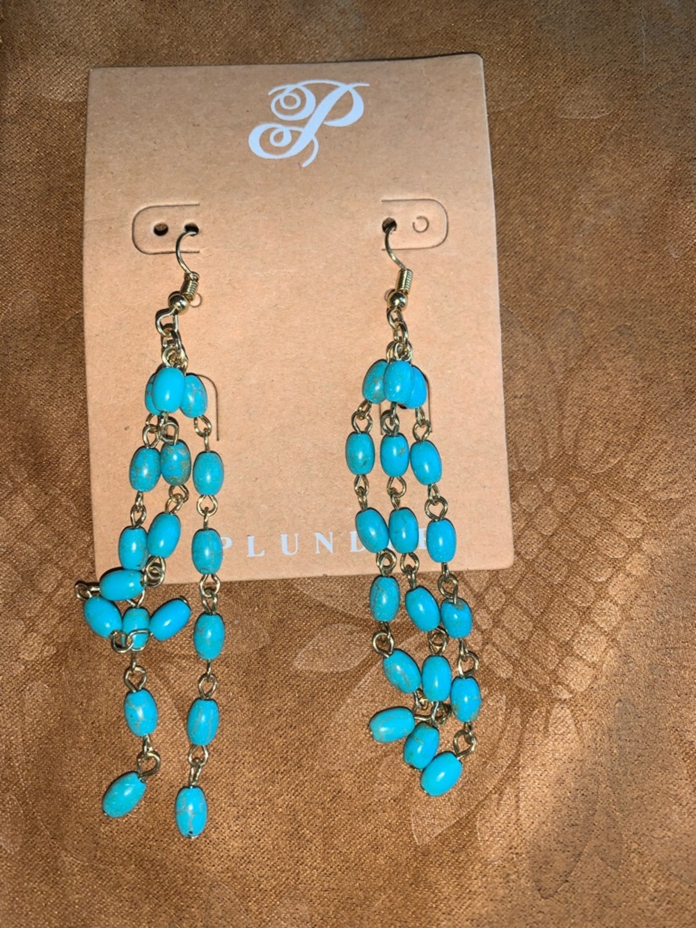 Plunder Turquoise Beaded Cascade Earrings - Gold